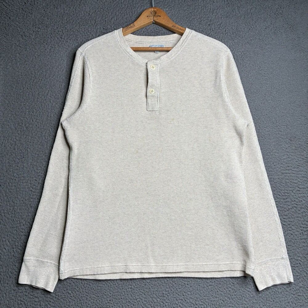 Wallace & Barnes Long Sleeved Beige Waffle Henley Thermal Shirt Men's Large